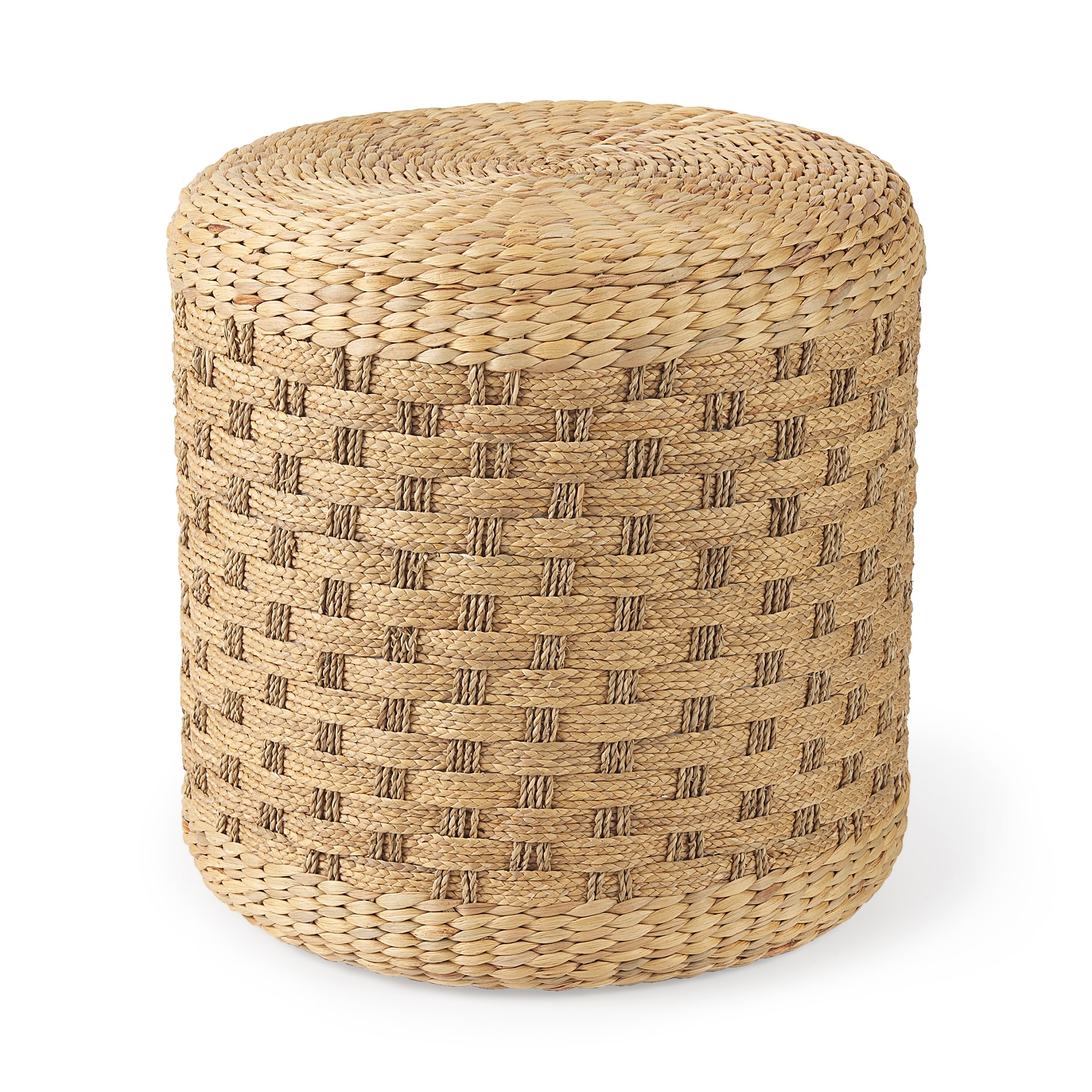 Mercana "Maya" Brown Striped Seagrass Round Coffee Table Pouf - Bed ...